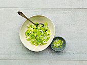 Romanesco salad with spring onions