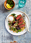 Dukkah grilled lamb with baby beetroot and quinoa salad