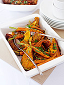 Roasted pumpkin and carrot with herbs