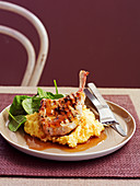 Lemon pork cutlets with soft polenta