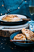 Apple turnovers served with champagne