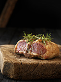 Double saddle of lamb with thyme and rosemary