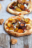 Puff pastry tarts with carrots and parsnips