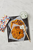 Sweet potato fritters with sour cream
