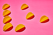 Tacos on a pink surface