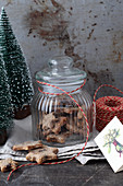 Digestive biscuits with lingon berries in a jar