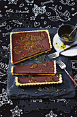 Passionfruit and chocolate tart