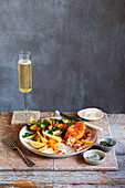 Sparkling wine battered fish and chips