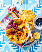 Spicy carrot dip with chips
