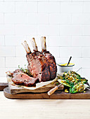 Beef rib with grilled lettuce and citrus butter