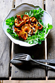 Red pine mushroom salad with pimpernel