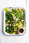 French lentil and pea salad with honey and mustard dressing