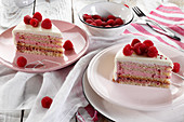 Two slices of raspberry cake