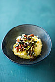 Mediterranean mashed potato with olives and dried tomatoes