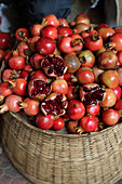 Pomegranates at a market