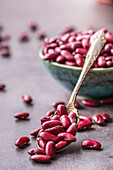 Red beans on spoon