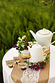 Table set for afternoon coffee in vintage style