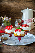 Strawberry trifle with jelly, sponge and cream