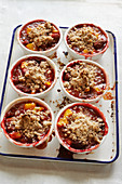 Mango and strawberry crumbles