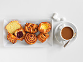 Breakfast pastries and a cup of coffee