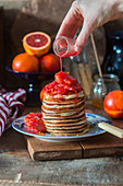 Blood orange pancakes