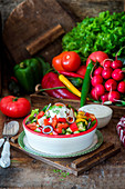Vegetable salad with sour cream