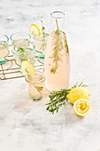 Pink lemonade with lemon and rosemary