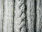 Hand-knitted overknee sock; detail