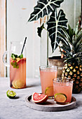 Refreshing ruby red grapefruit and mint juice