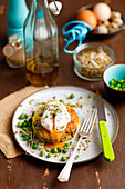 Potato and kale fritter with poached egg