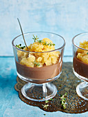 Coffee and chocolate mousse with orange granita