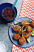 Crumbed lamb cutlets with beetroot chutney