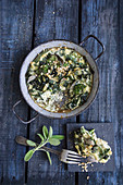 Zucchini casserole with green vegetables
