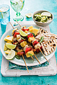 Chicken and pineapple skewers