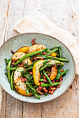 Pears, green beans and bacon