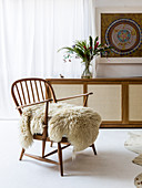 Sheepskin on 50s Windsor armchair