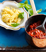 Pasta sauce with basil, red wine and chopped tomatoes