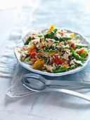 Wild rice salad with chicken and summer vegetables