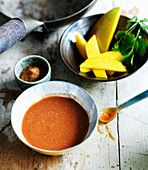 Sweet mango sauce with ingredients