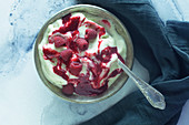 Nicecream (vegan banana ice cream) with raspberries
