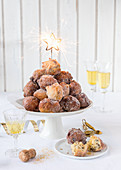 Mini doughnut bites for New Year's Eve with sparklers