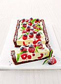 Gluten free chocolate and raspberry cheesecake