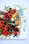 Colourful grilled vegetable antipasti