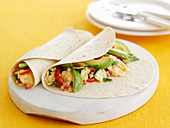 Wraps with scrambled eggs and avocado
