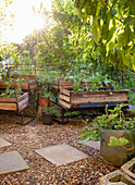 Raised beds made from wooden crates