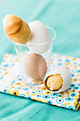 Lemon cake served in eggs for Easter