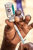 Tetanus vaccine being prepared