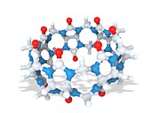 Cucurbituril cyclic macromolecule, molecular model