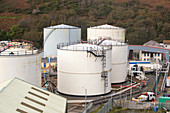 An oil fired power station in Peel on the Isle of Man, UK