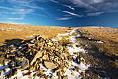 A cairn on a path up Coniston Old Man, UK